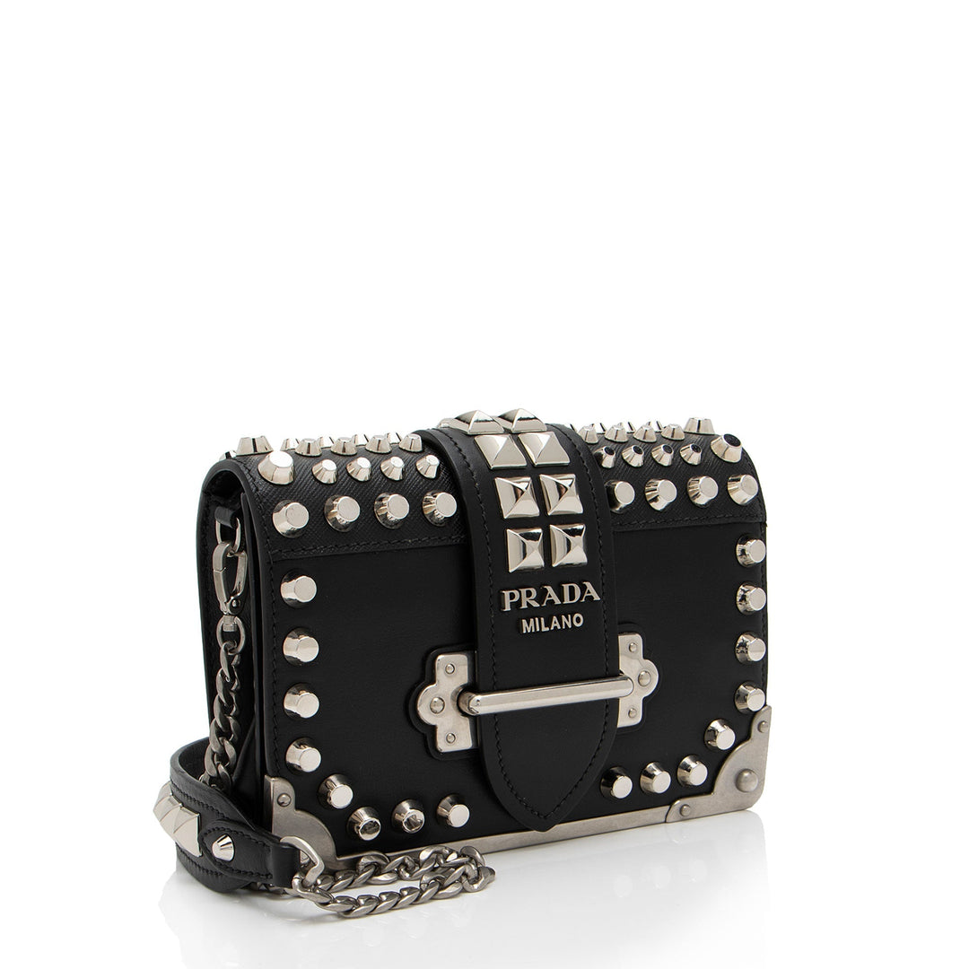 Prada Saffiano Calfskin Studded Cahier Crossbody (SHF-Cf2bbw)