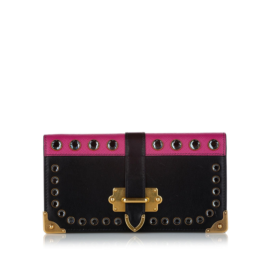 Prada Studded Mini Cahier Leather Crossbody Bag (SHG-nYkhHQ)