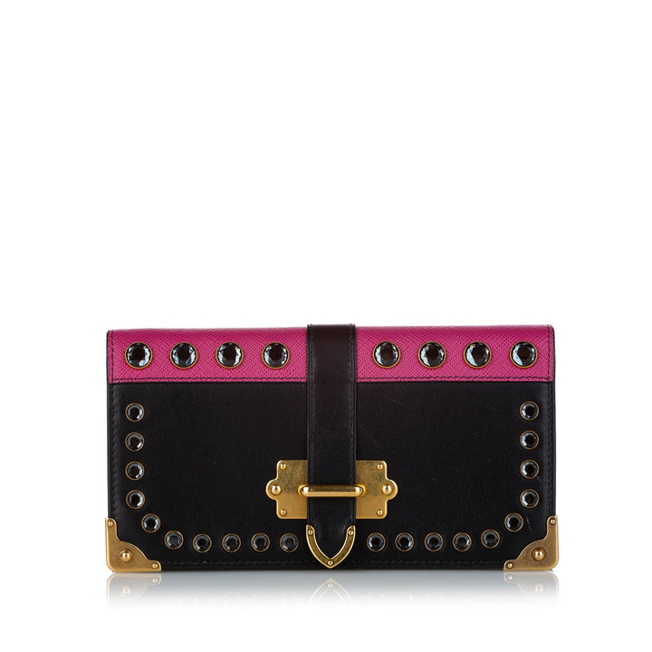 Prada Studded Mini Cahier Leather Crossbody Bag (SHG-nYkhHQ)