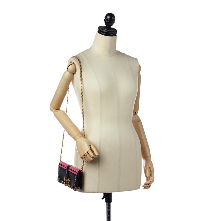 Prada Studded Mini Cahier Leather Crossbody Bag (SHG-nYkhHQ)