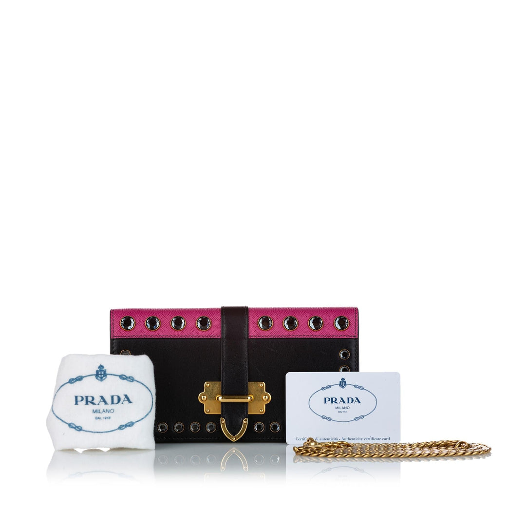 Prada Studded Mini Cahier Leather Crossbody Bag (SHG-nYkhHQ)