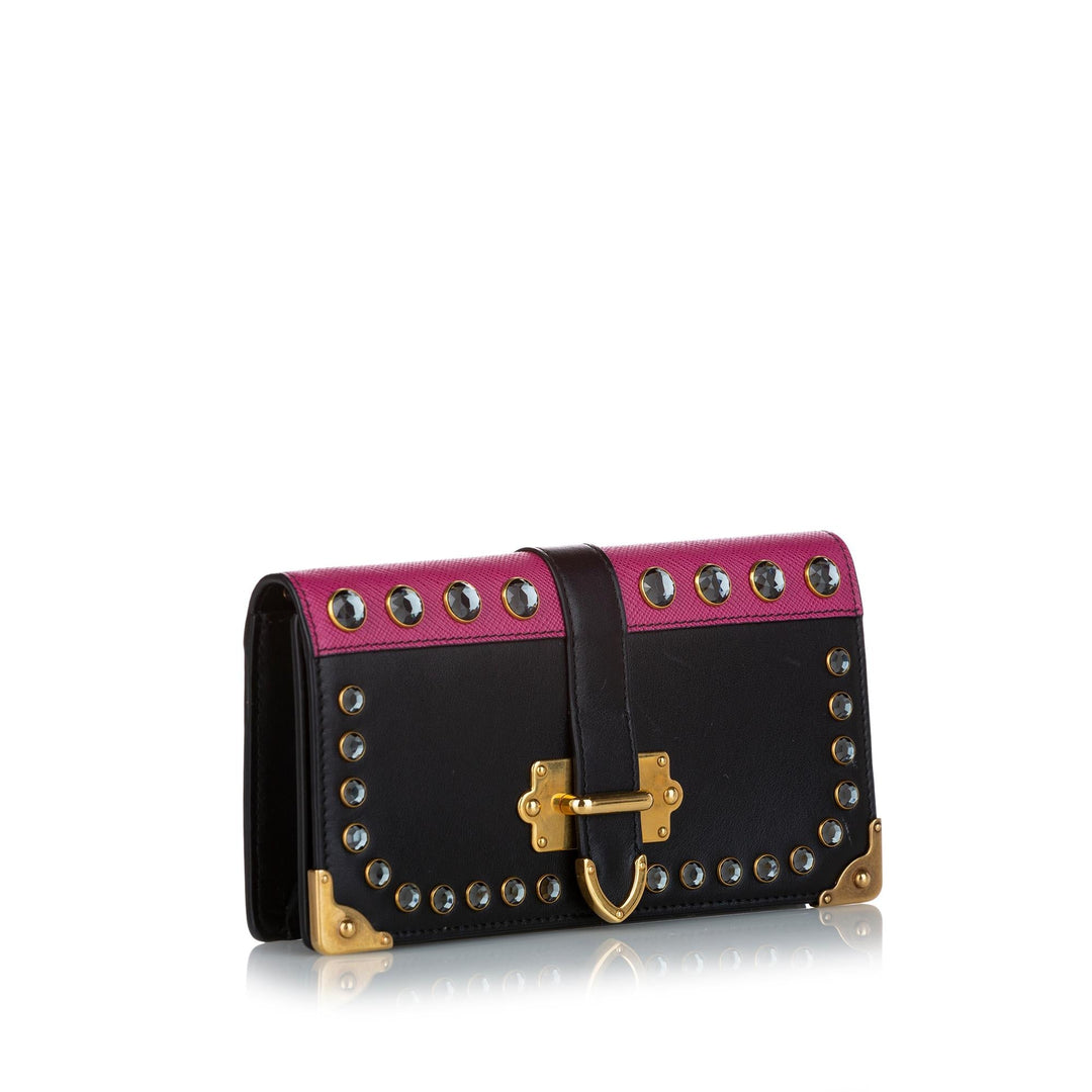 Prada Studded Mini Cahier Leather Crossbody Bag (SHG-nYkhHQ)
