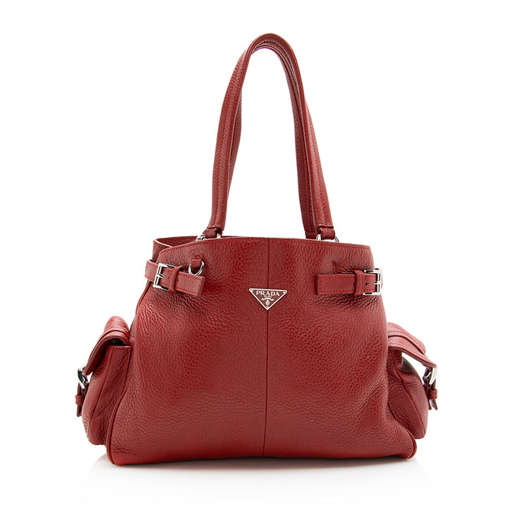 Prada Vitello Daino Side Pocket Tote - FINAL SALE (SHF-19786)