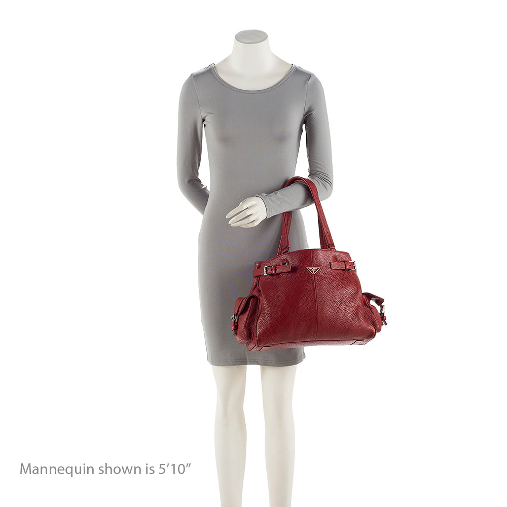 Prada Vitello Daino Side Pocket Tote - FINAL SALE (SHF-19786)