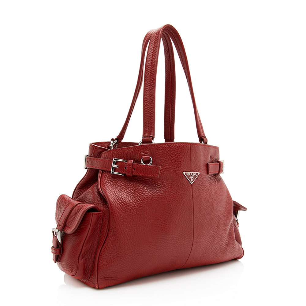 Prada Vitello Daino Side Pocket Tote - FINAL SALE (SHF-19786)