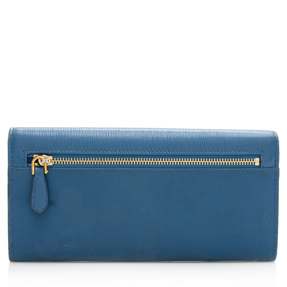 Prada Vitello Tessuto Continental Wallet (SHF-21038)