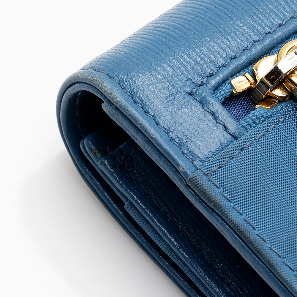 Prada Vitello Tessuto Continental Wallet (SHF-21038)