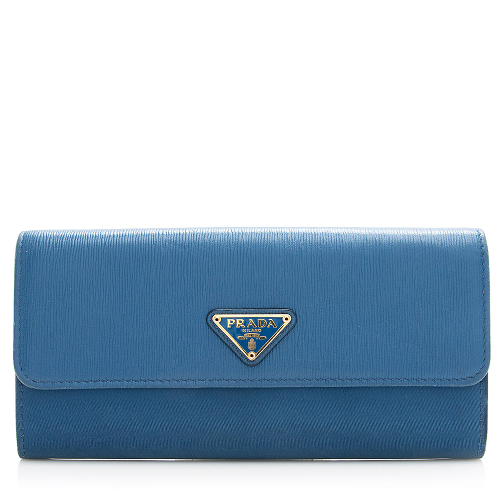 Prada Vitello Tessuto Continental Wallet (SHF-21038)