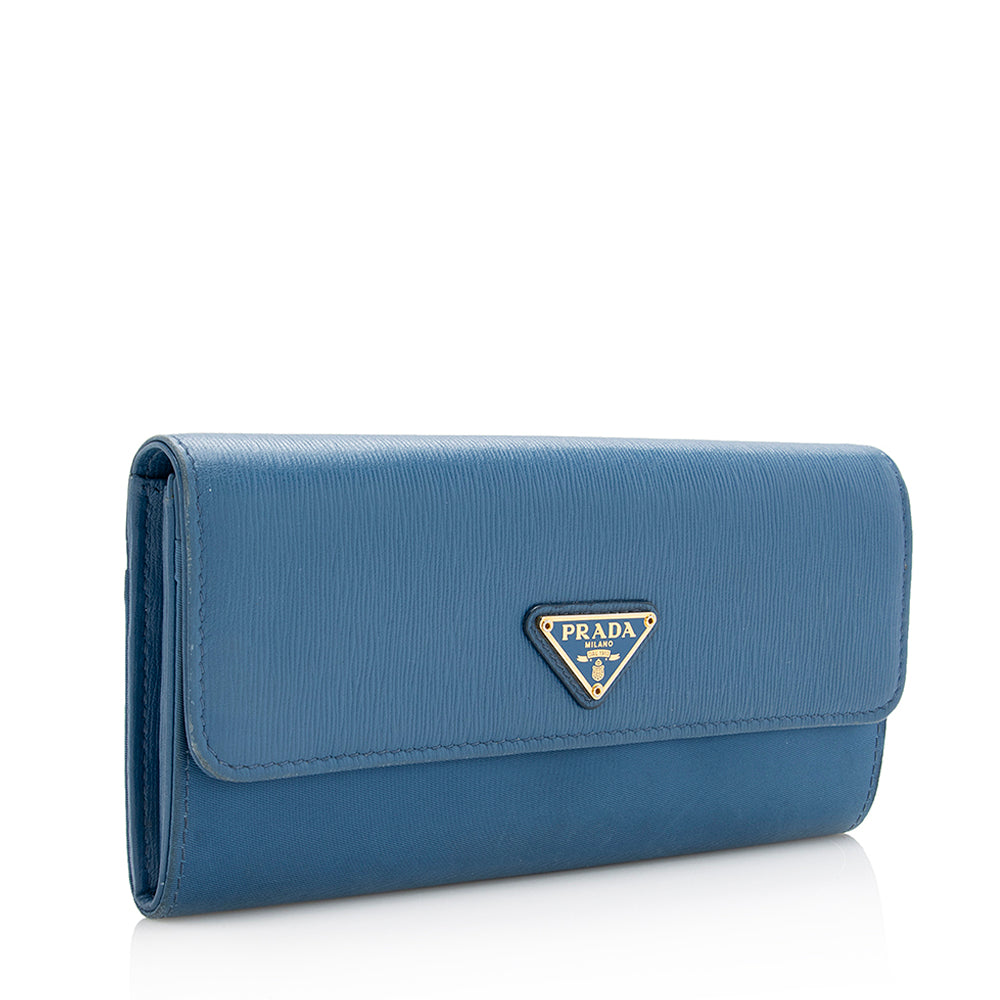 Prada Vitello Tessuto Continental Wallet (SHF-21038)