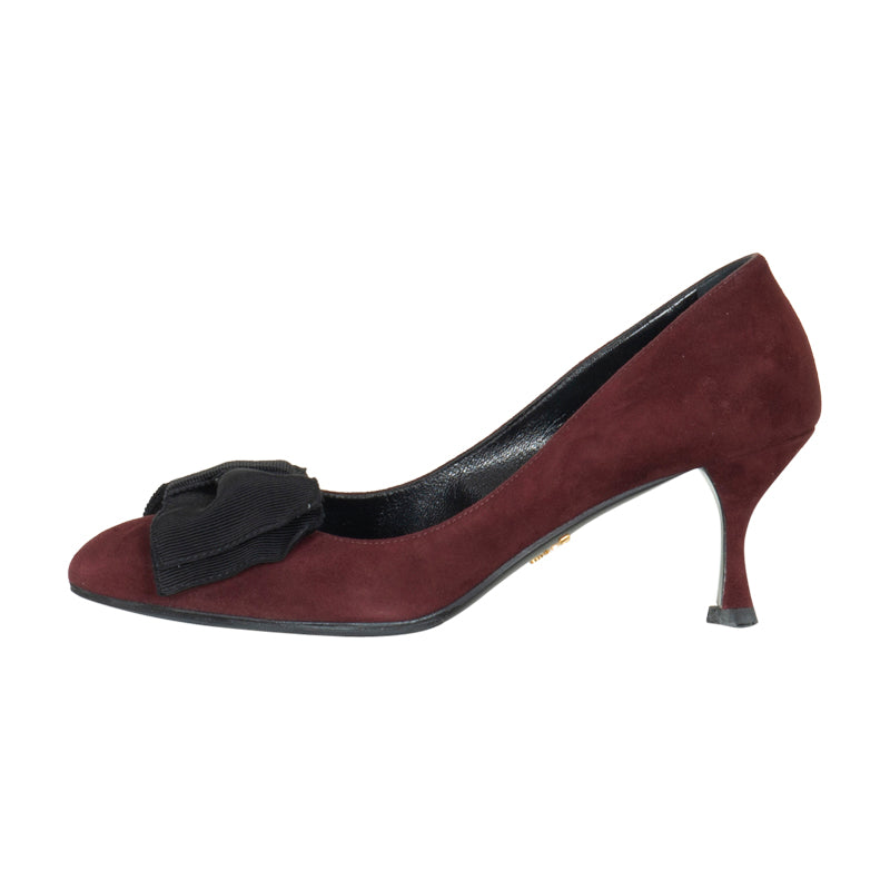 Prada Suede Bow Pumps
