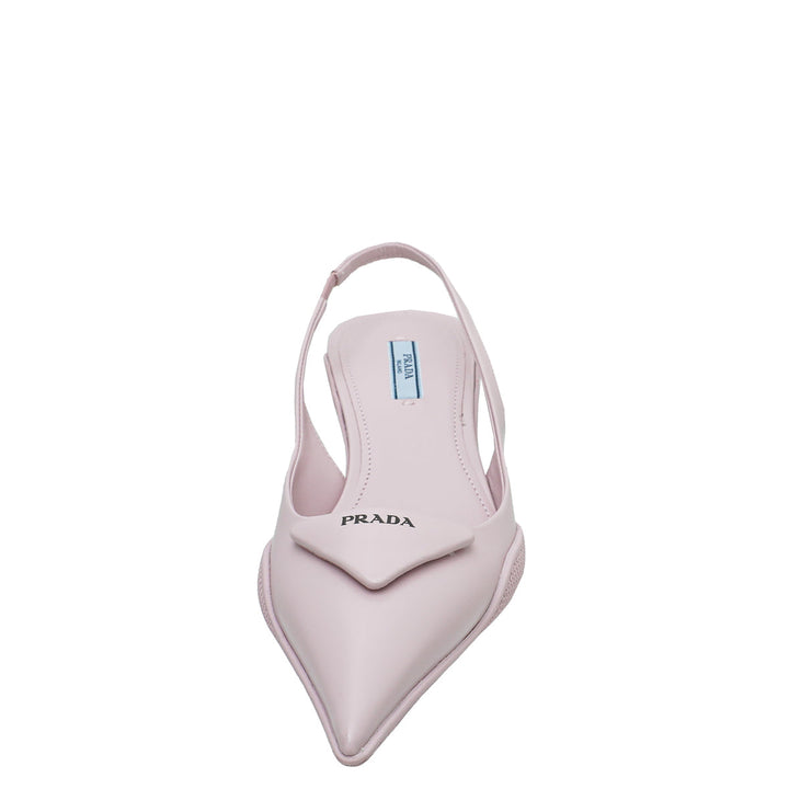 Prada Alabaster Pink Brushed Logo Slingback Pumps 38