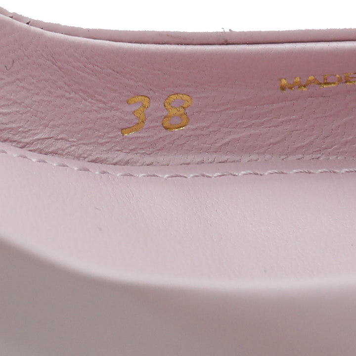 Prada Alabaster Pink Brushed Logo Slingback Pumps 38