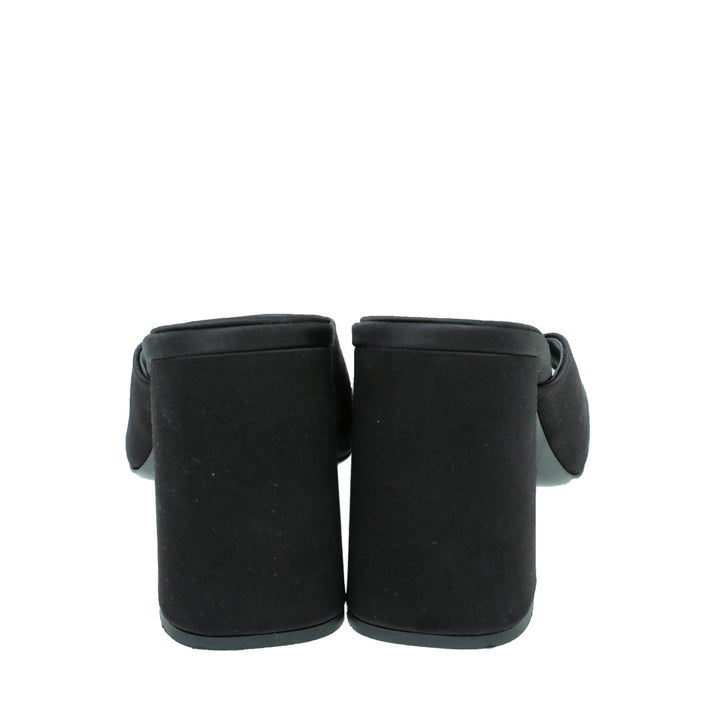 Prada Black Satin Slide Heeled Mules 38.5