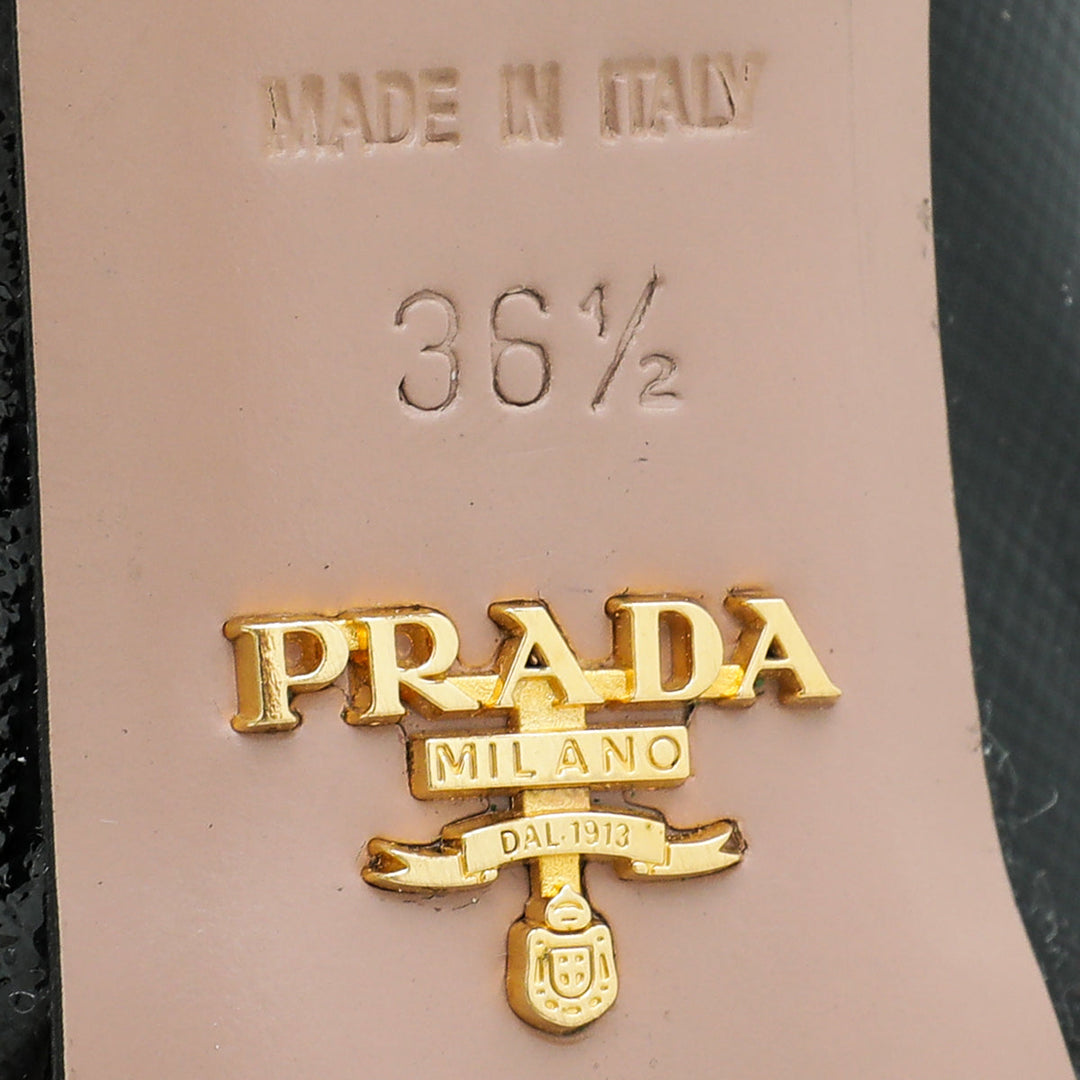 Prada Black Saffiano Vernis Platform Pump 36.5