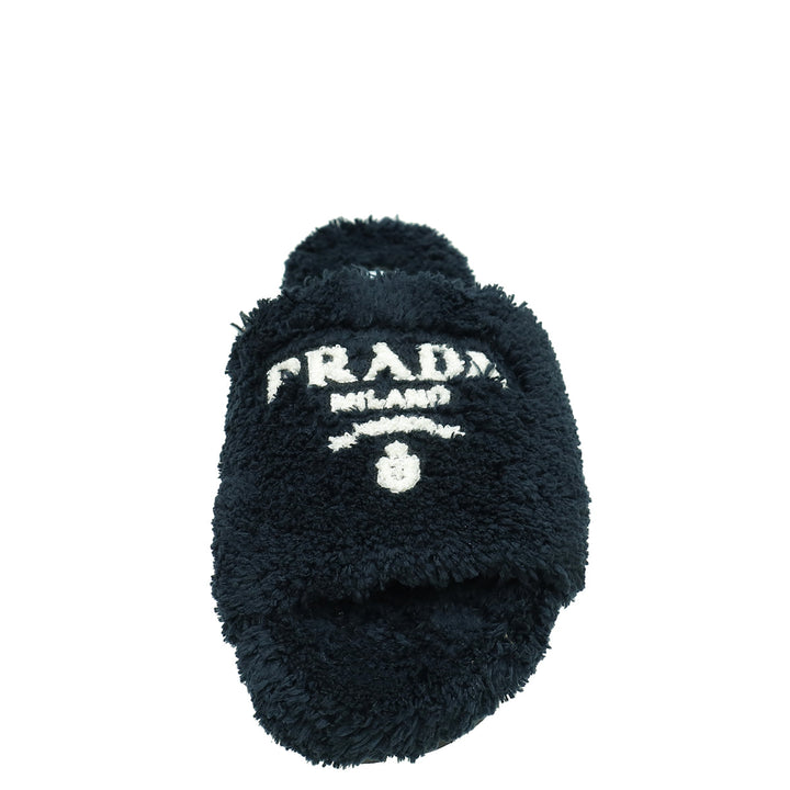 Prada Black Terry Cloth Slides 36