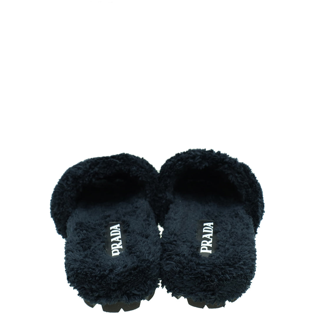 Prada Black Terry Cloth Slides 36
