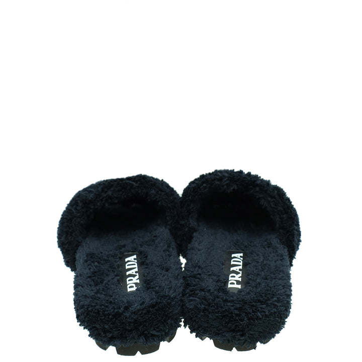 Prada Black Terry Cloth Slides 36