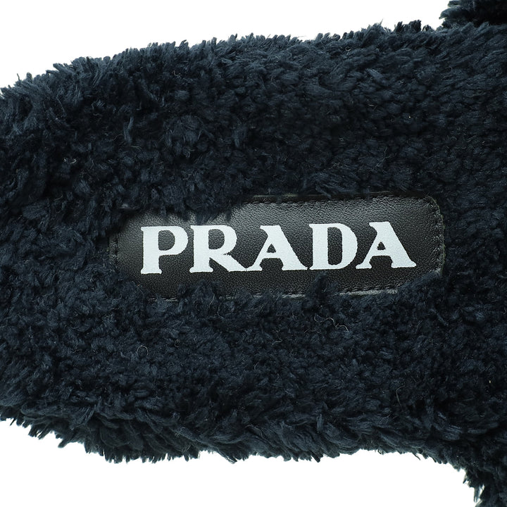 Prada Black Terry Cloth Slides 36