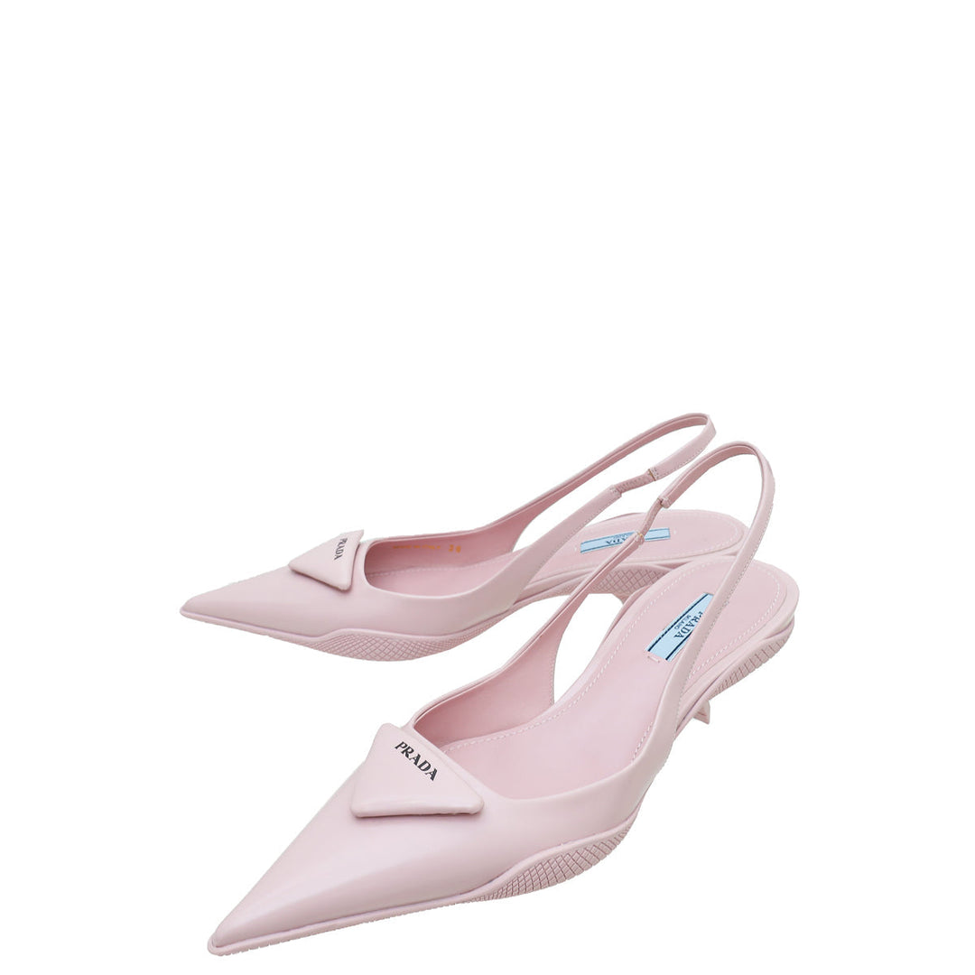 Prada Pink Soft Padded Slingback Heels 38