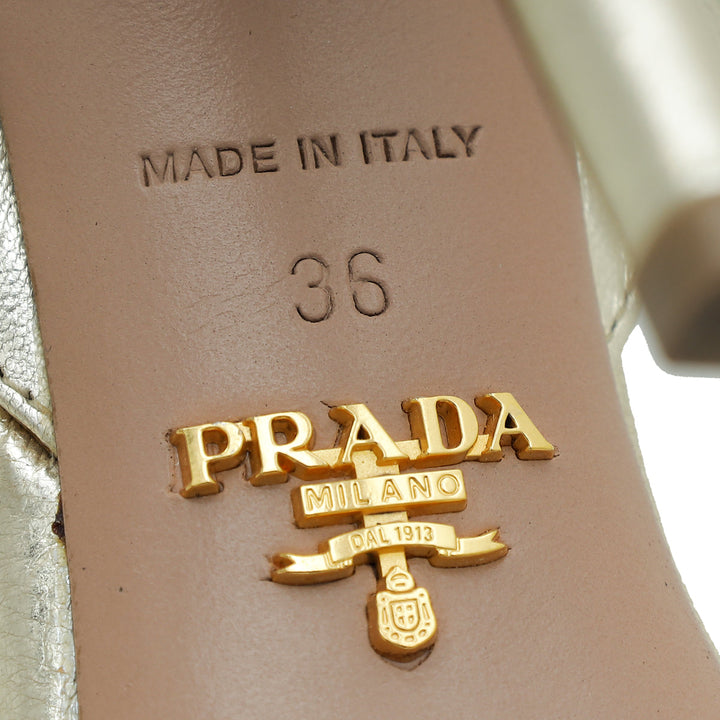 Prada Gold Crystal Embellished Sandal 36