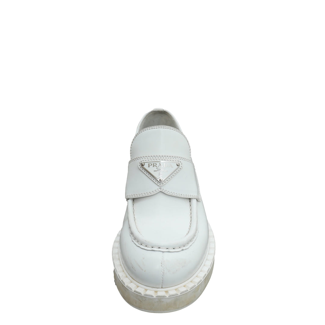 Prada White Brushed Loafers 36