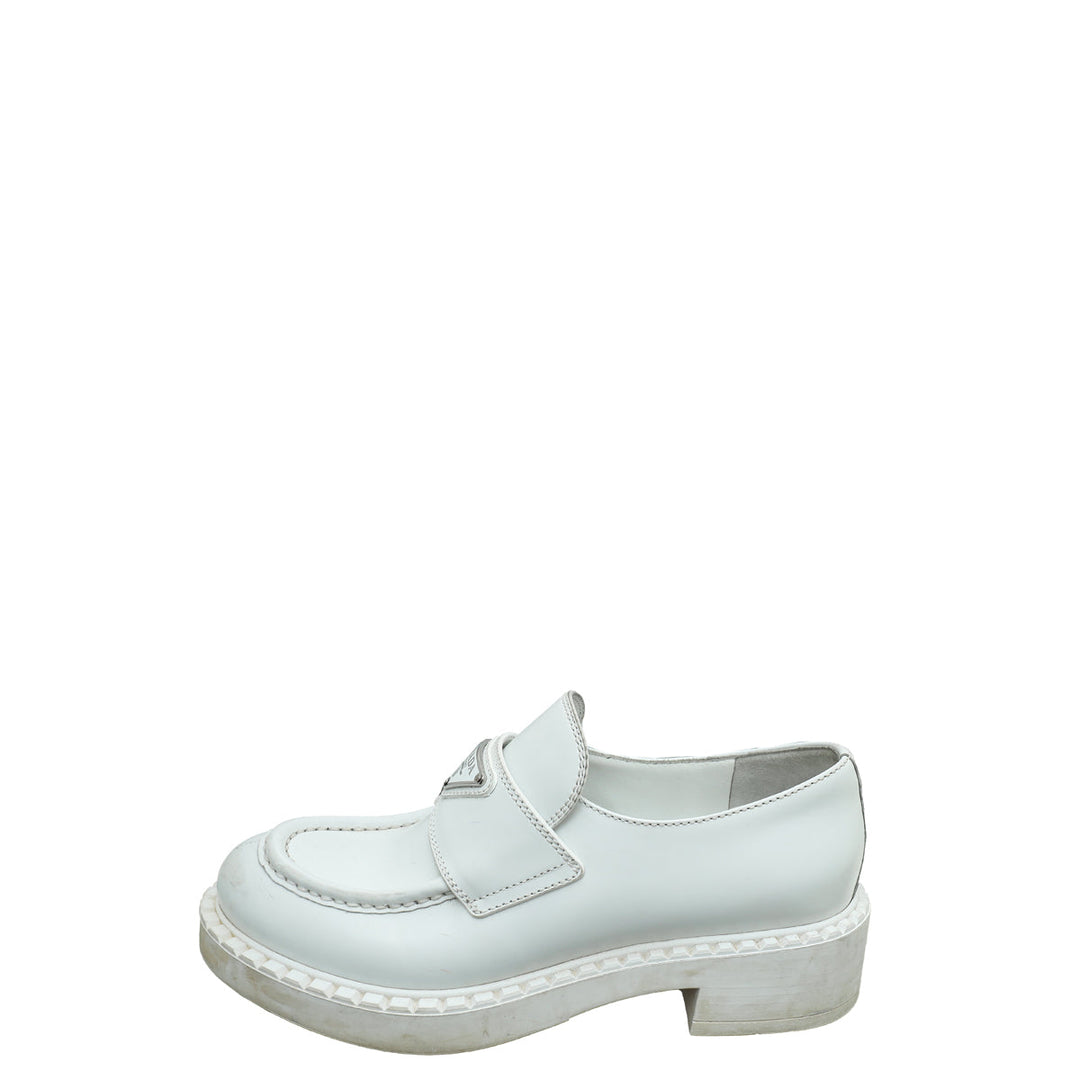 Prada White Brushed Loafers 36