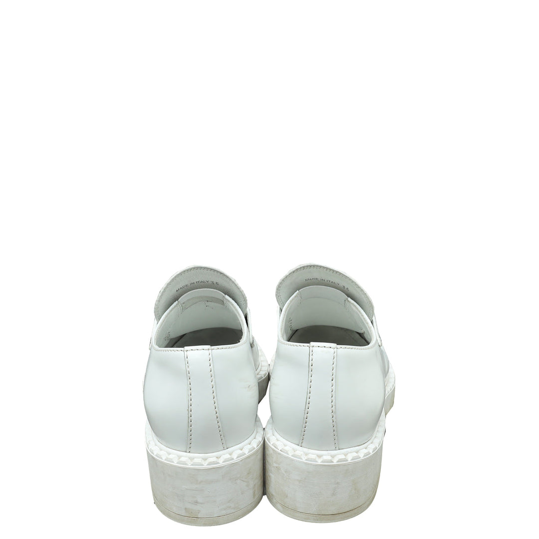Prada White Brushed Loafers 36