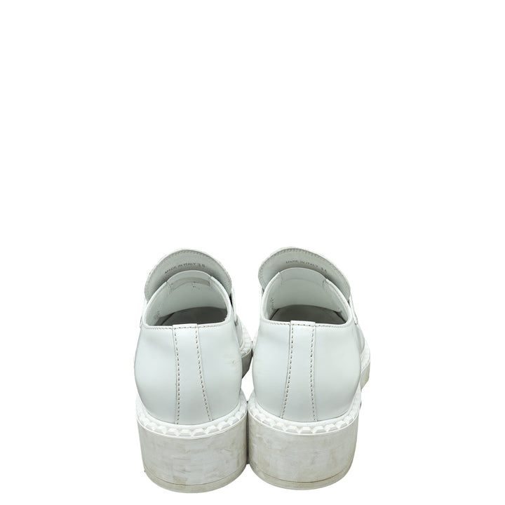 Prada White Brushed Loafers 36