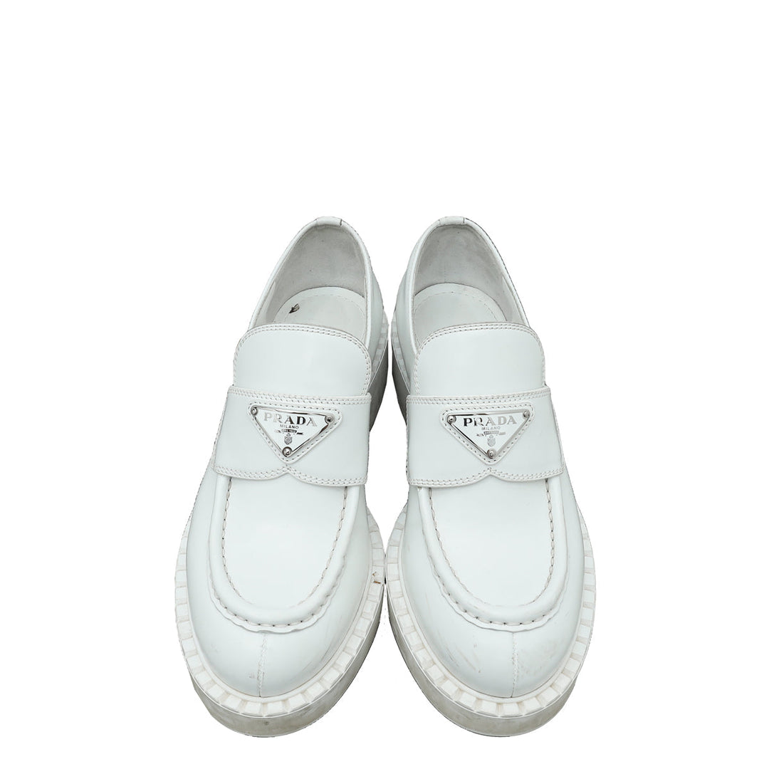 Prada White Brushed Loafers 36