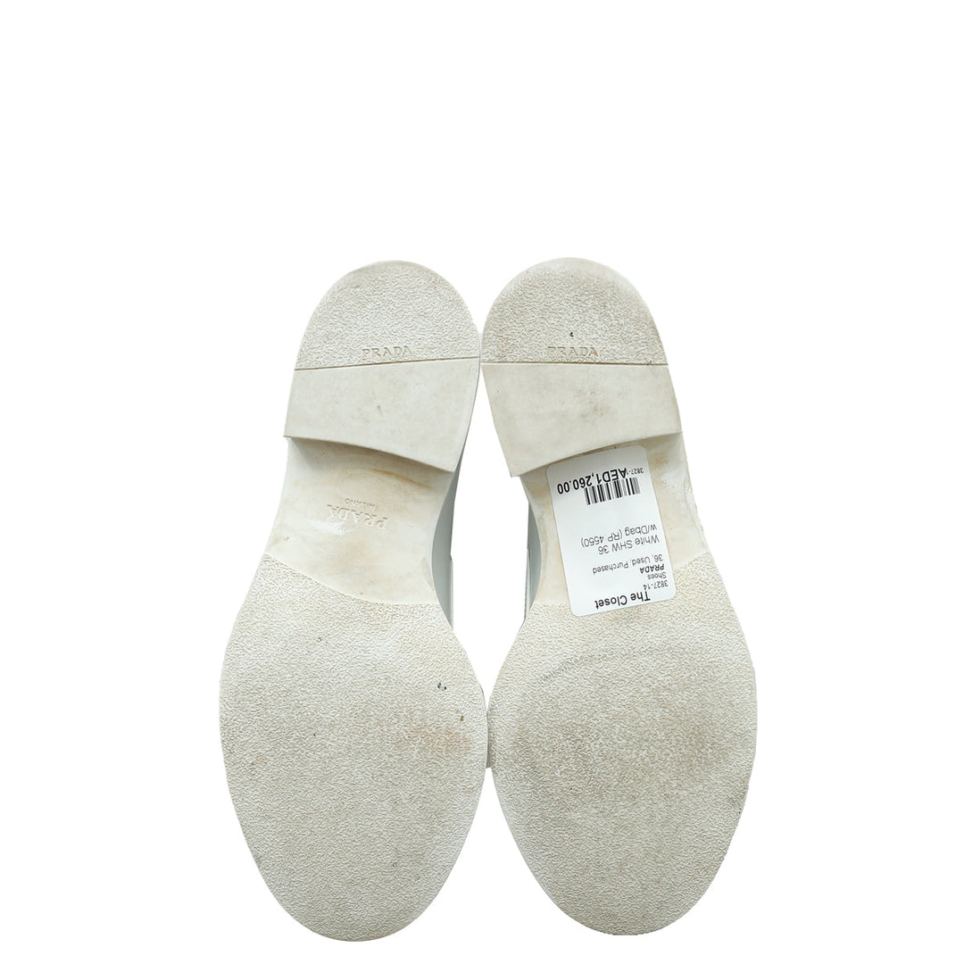Prada White Brushed Loafers 36