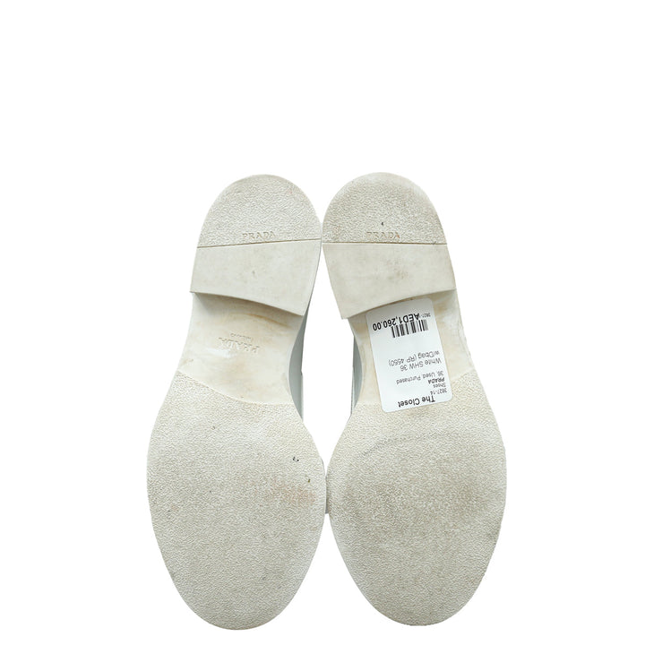 Prada White Brushed Loafers 36