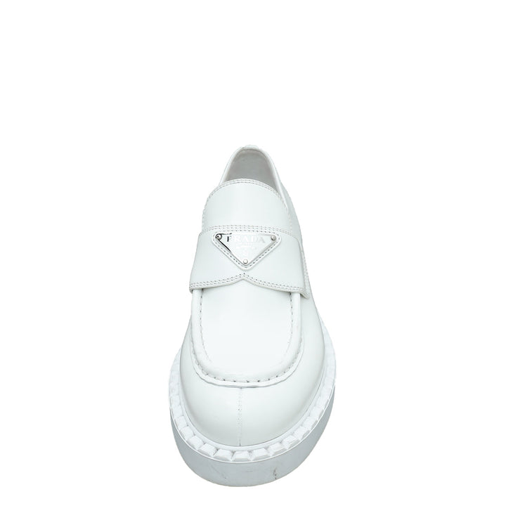Prada White Brushed Loafers 37.5