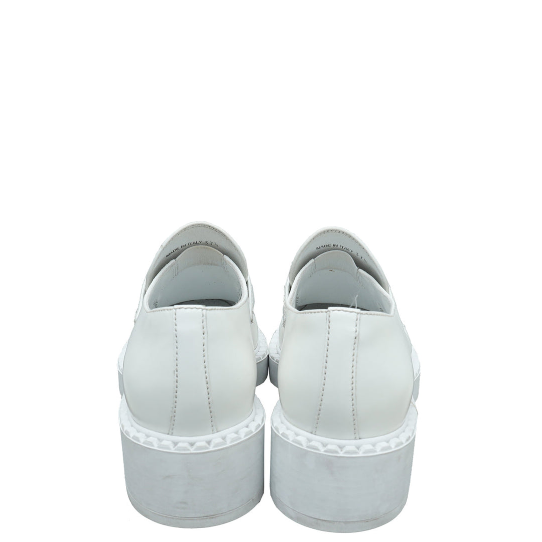 Prada White Brushed Loafers 37.5