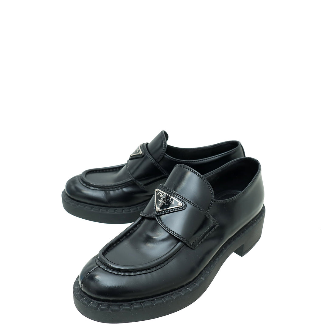Prada Chocolate Brushed Loafers 37