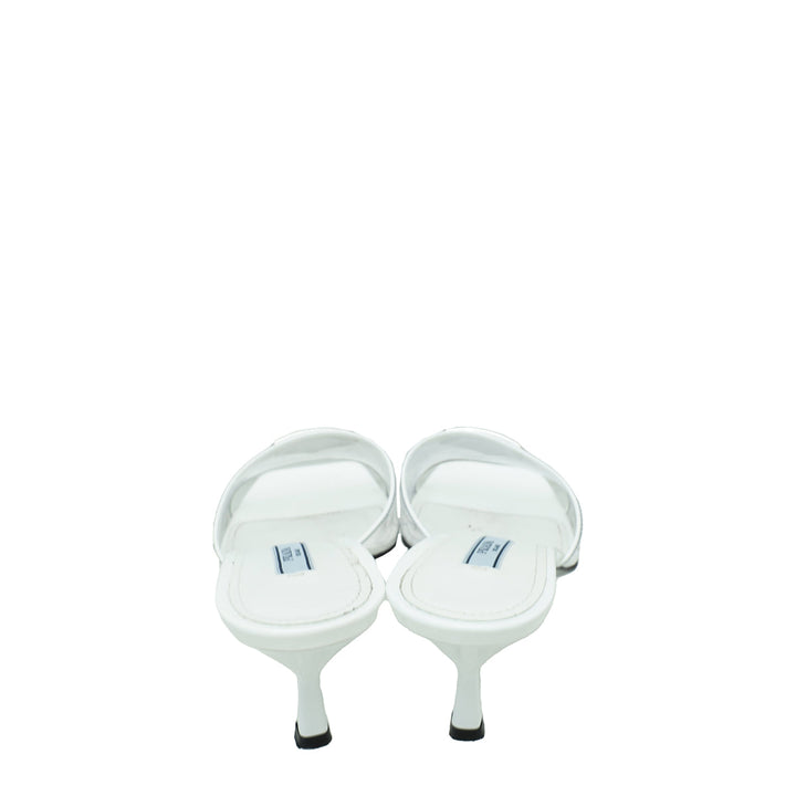 Prada White Logo Clear PVC Slide Mules 37