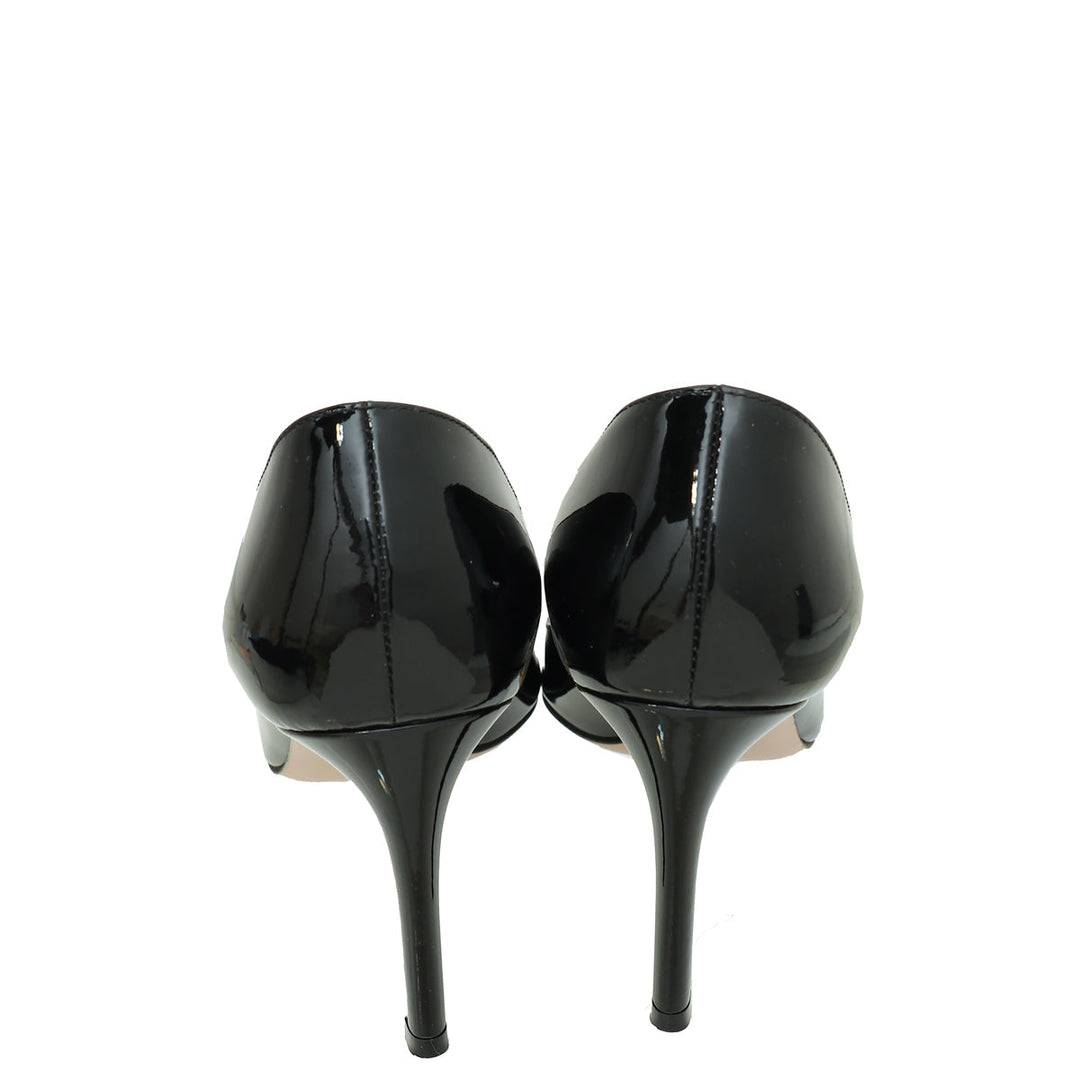 Prada Black Bow Pointed Pumps 38