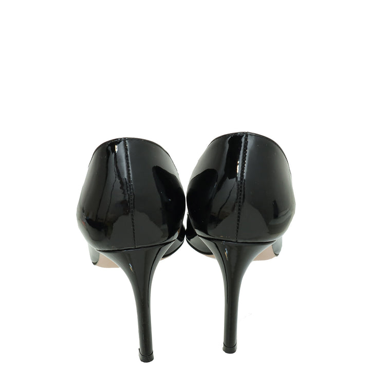 Prada Black Bow Pointed Pumps 38