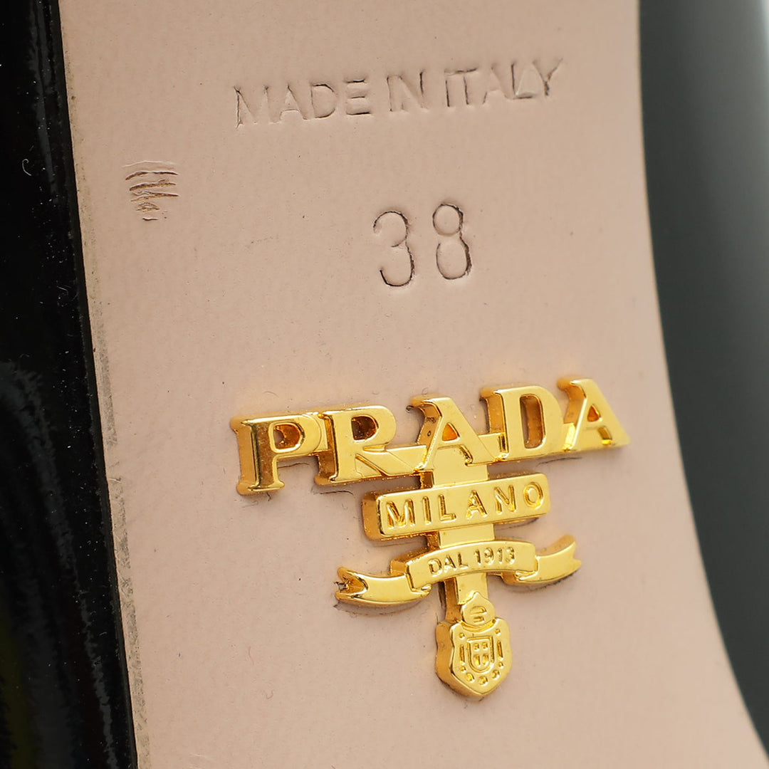 Prada Black Bow Pointed Pumps 38