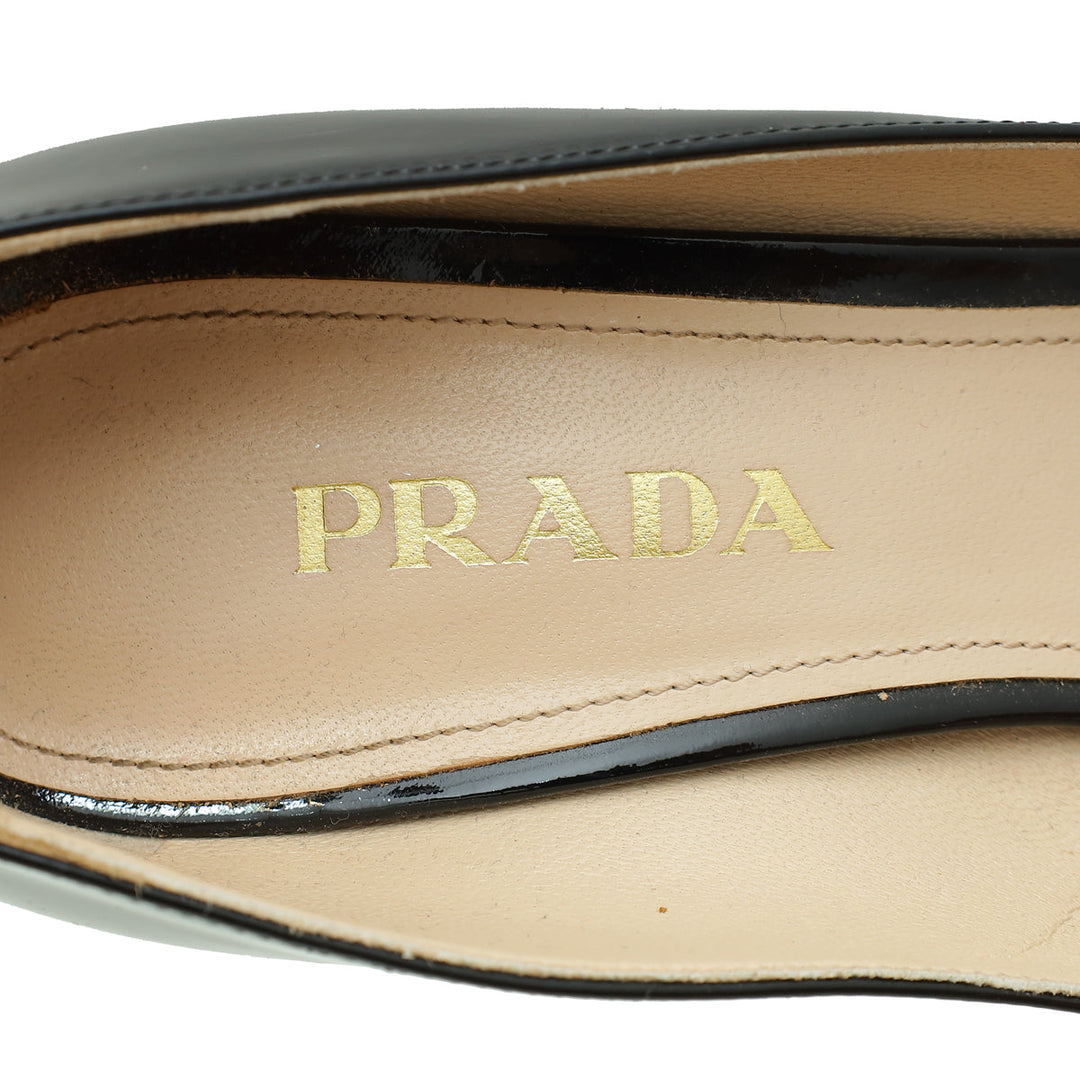 Prada Black Bow Pointed Pumps 38