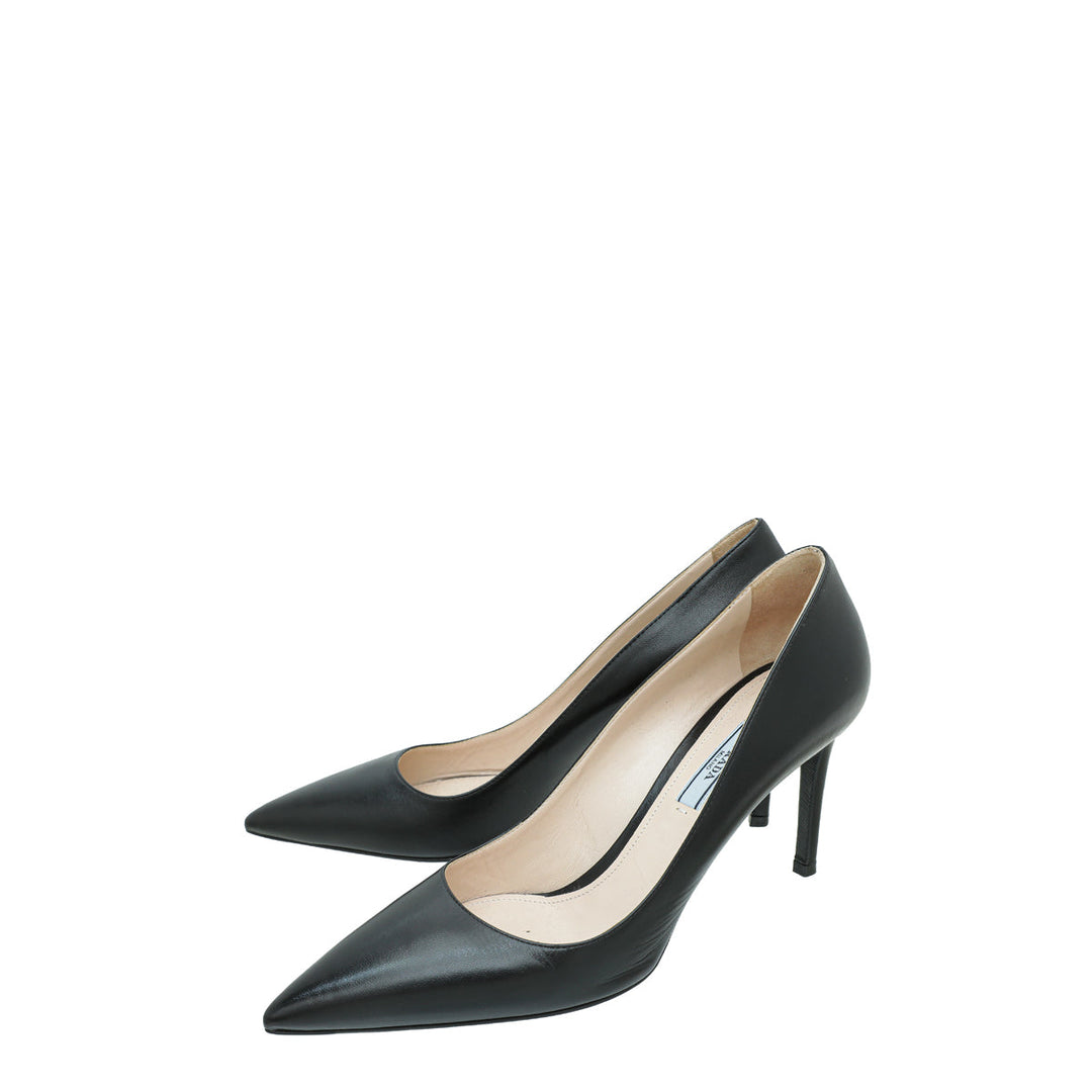 Prada Black Pointed Toe Pump 39.5