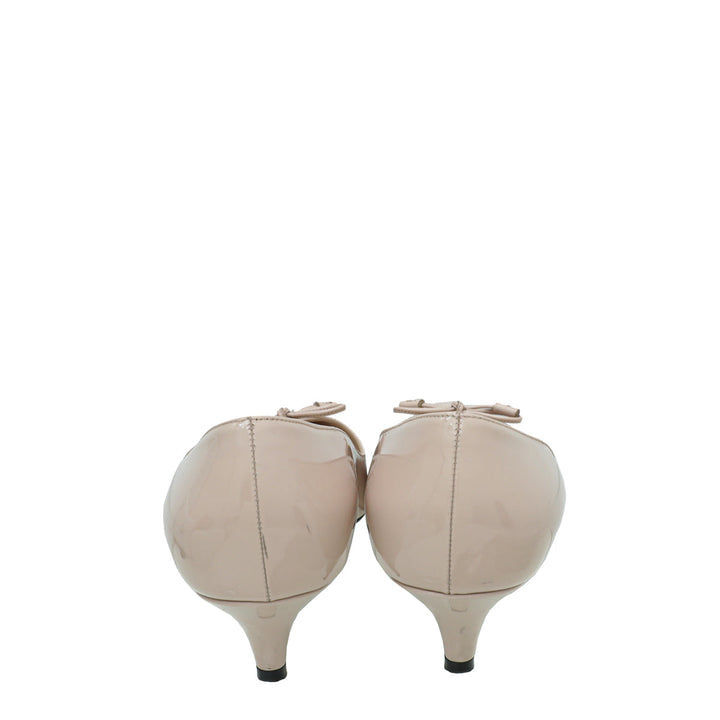 Prada Beige Pointed Bow Low Heels Pumps 41