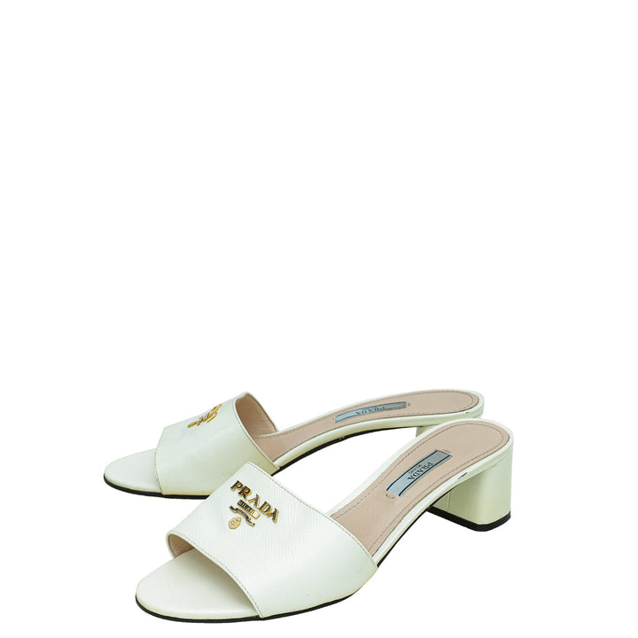 Prada White Vernis Sandal 37.5