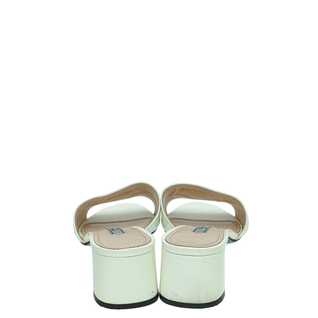 Prada White Vernis Sandal 37.5