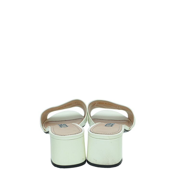 Prada White Vernis Sandal 37.5