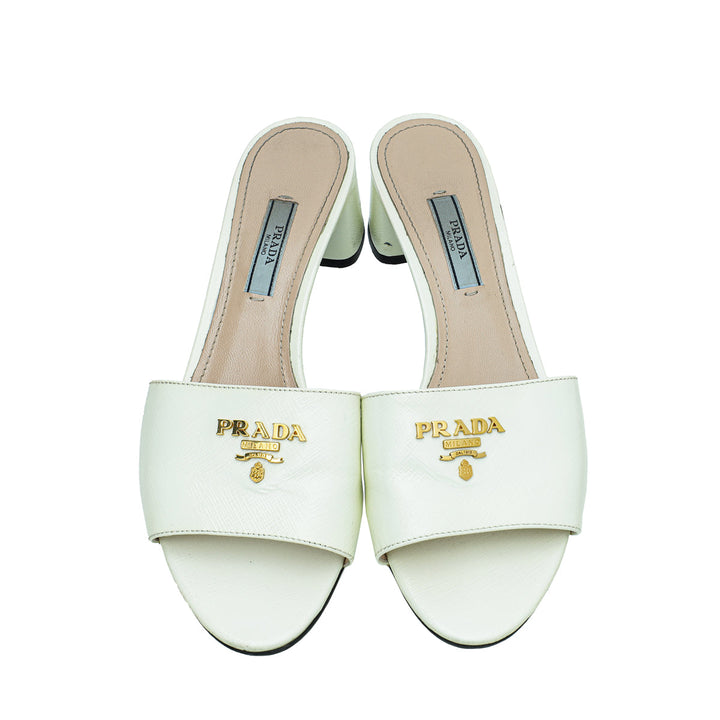 Prada White Vernis Sandal 37.5