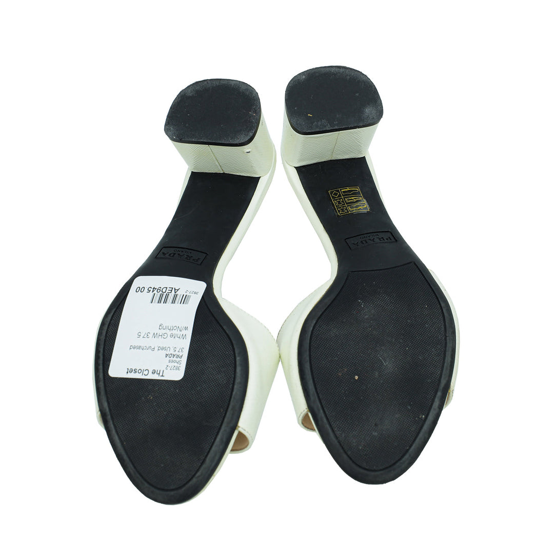 Prada White Vernis Sandal 37.5