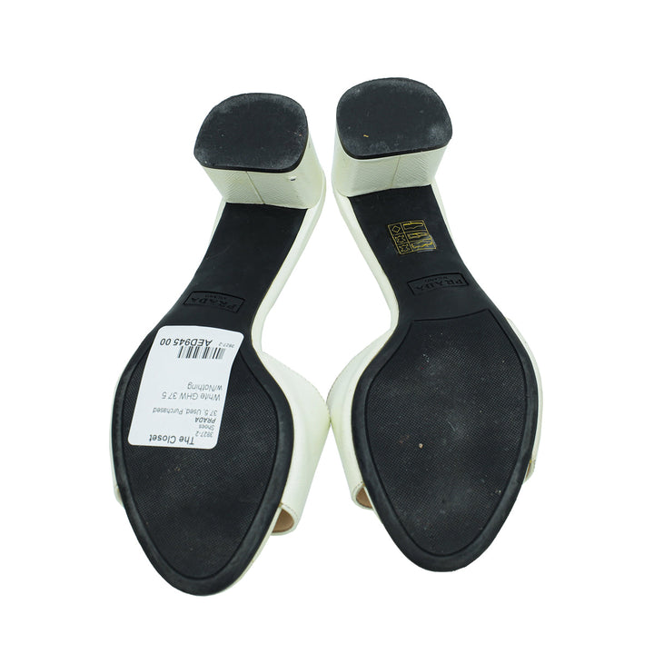 Prada White Vernis Sandal 37.5