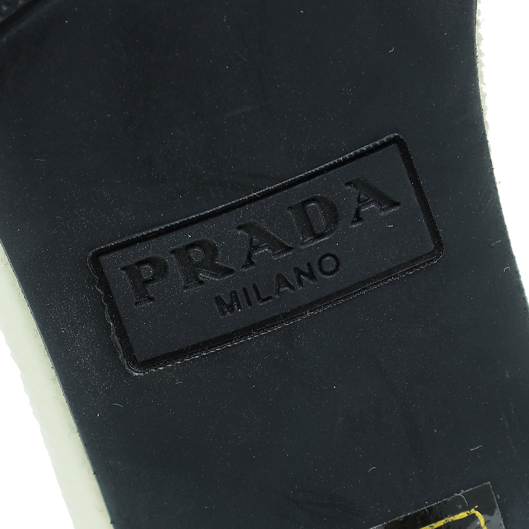 Prada White Vernis Sandal 37.5