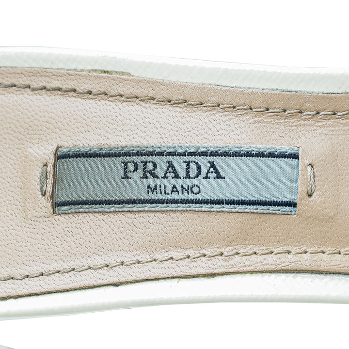 Prada White Vernis Sandal 37.5