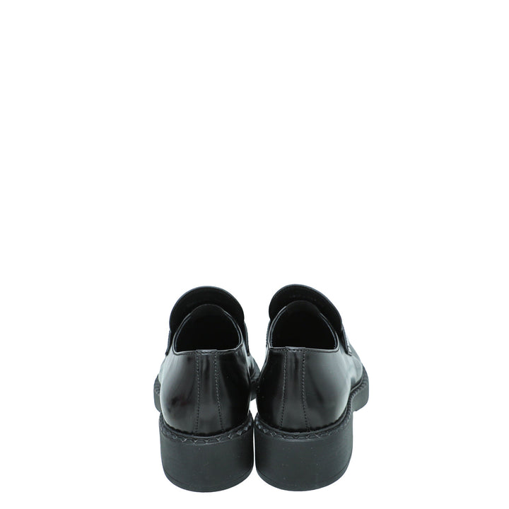 Prada Black Brushed Chocolate Loafers 38